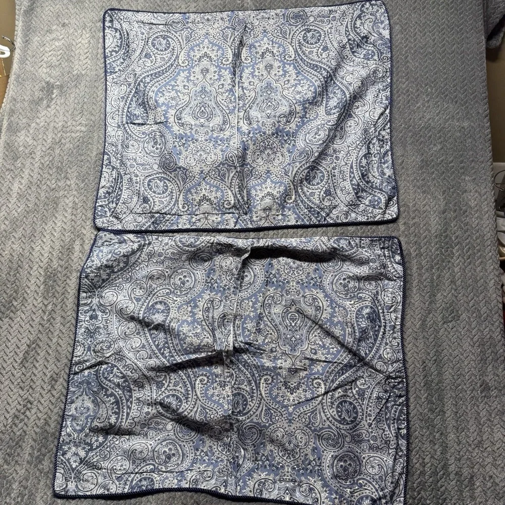 Ralph Lauren Paisley Blue w/Rope Edge Standard‎ Shams Set Of 2 Grandmillennial